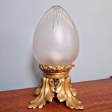 Ceiling light in gilded bronze and crystal globe, early 20th century