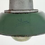 Green Enamel and Cast Iron Industrial Pendant Lamp, 1960s