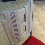Chair in oak & red skai