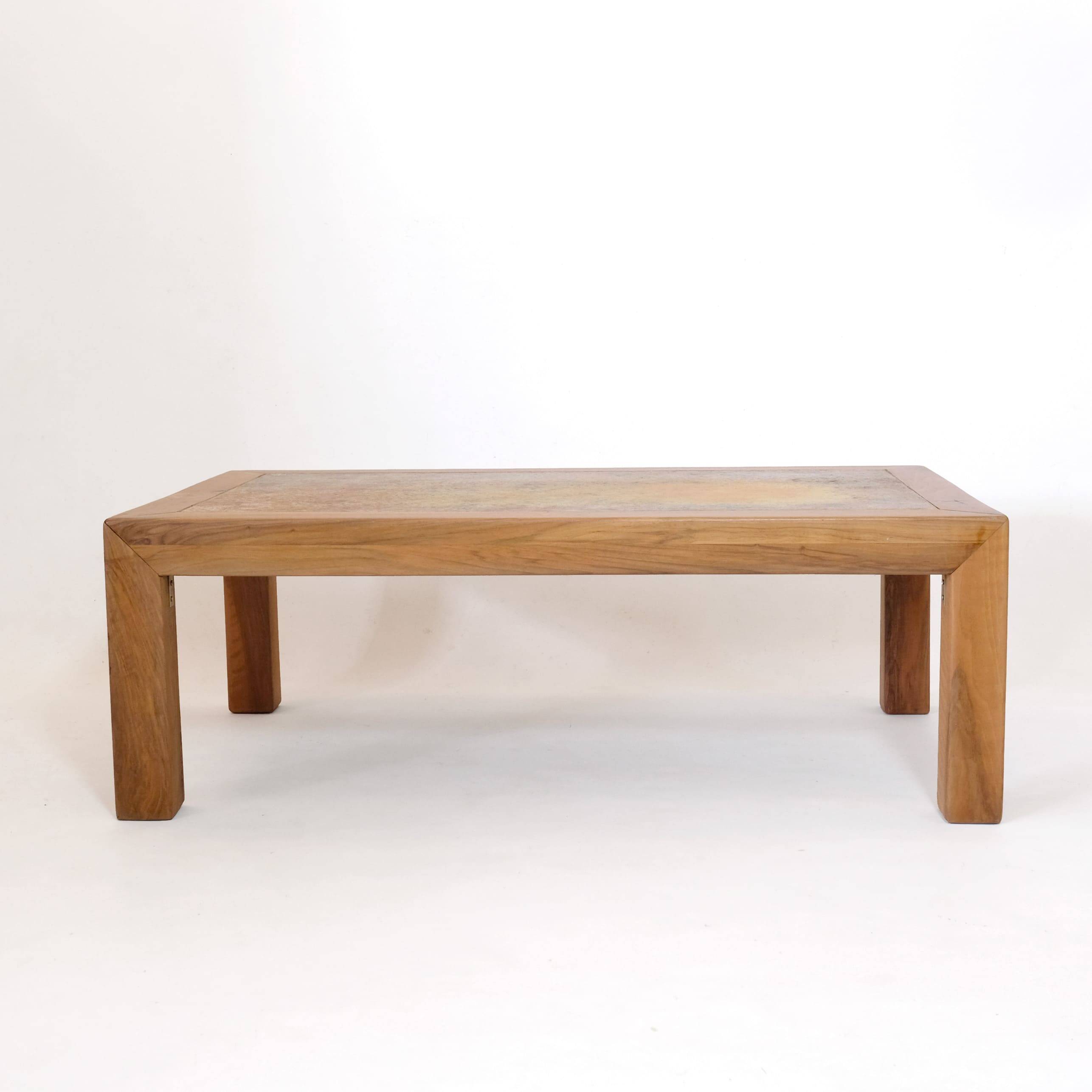 Bernard Buffat, coffee table with ceramic top, 1970s.