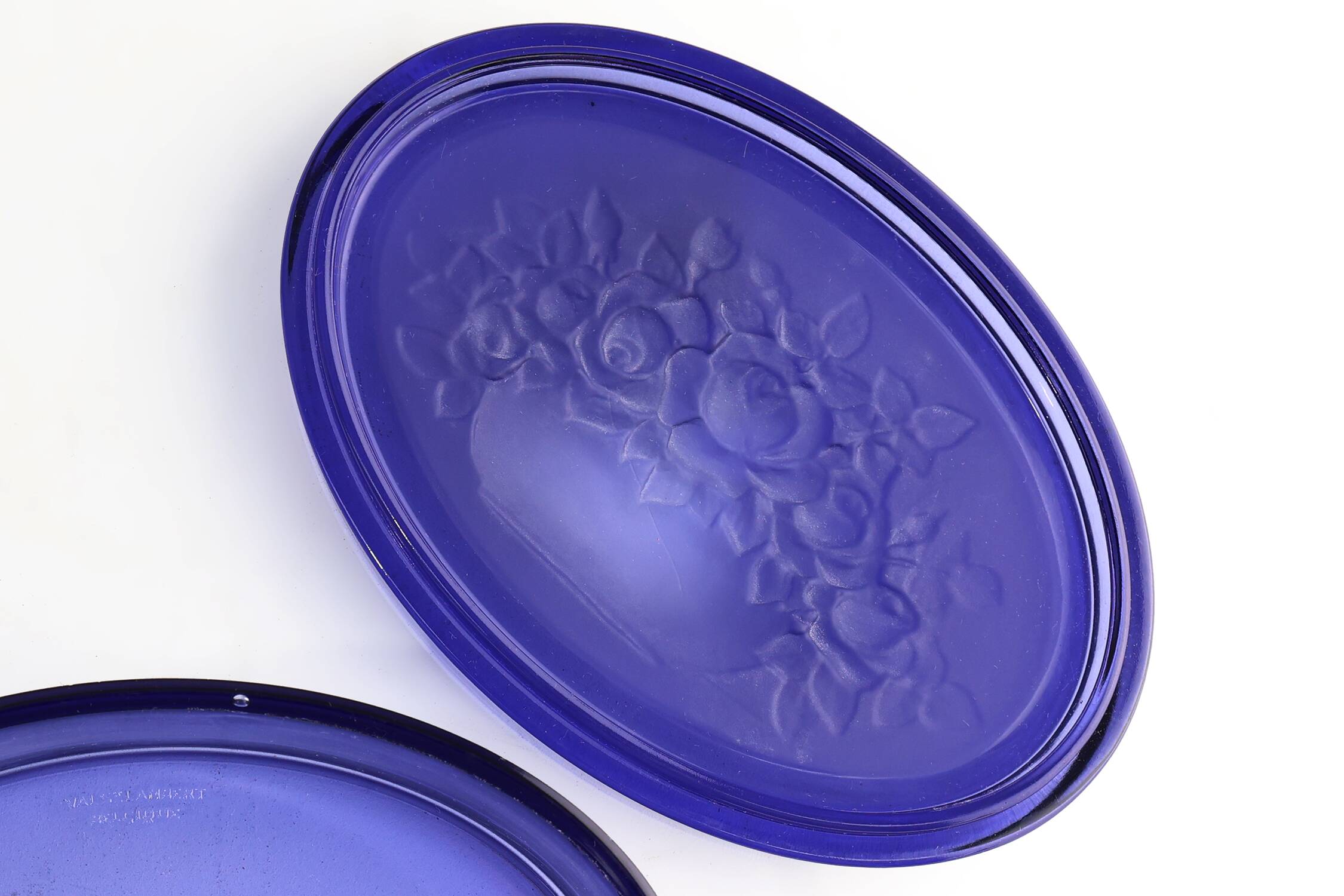 Blue glass Val-Saint-Lambert Vide-Poche, Belgium ca. 1900