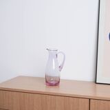Pink glass jug, Italian design, 1970s, made in Italy