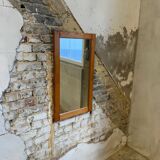 Rectangular solid pine mirror, brutalist style, circa 1980-90s