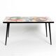 Mid Century Italian Modern Iron Table with Tiled Top and Abstract Motif