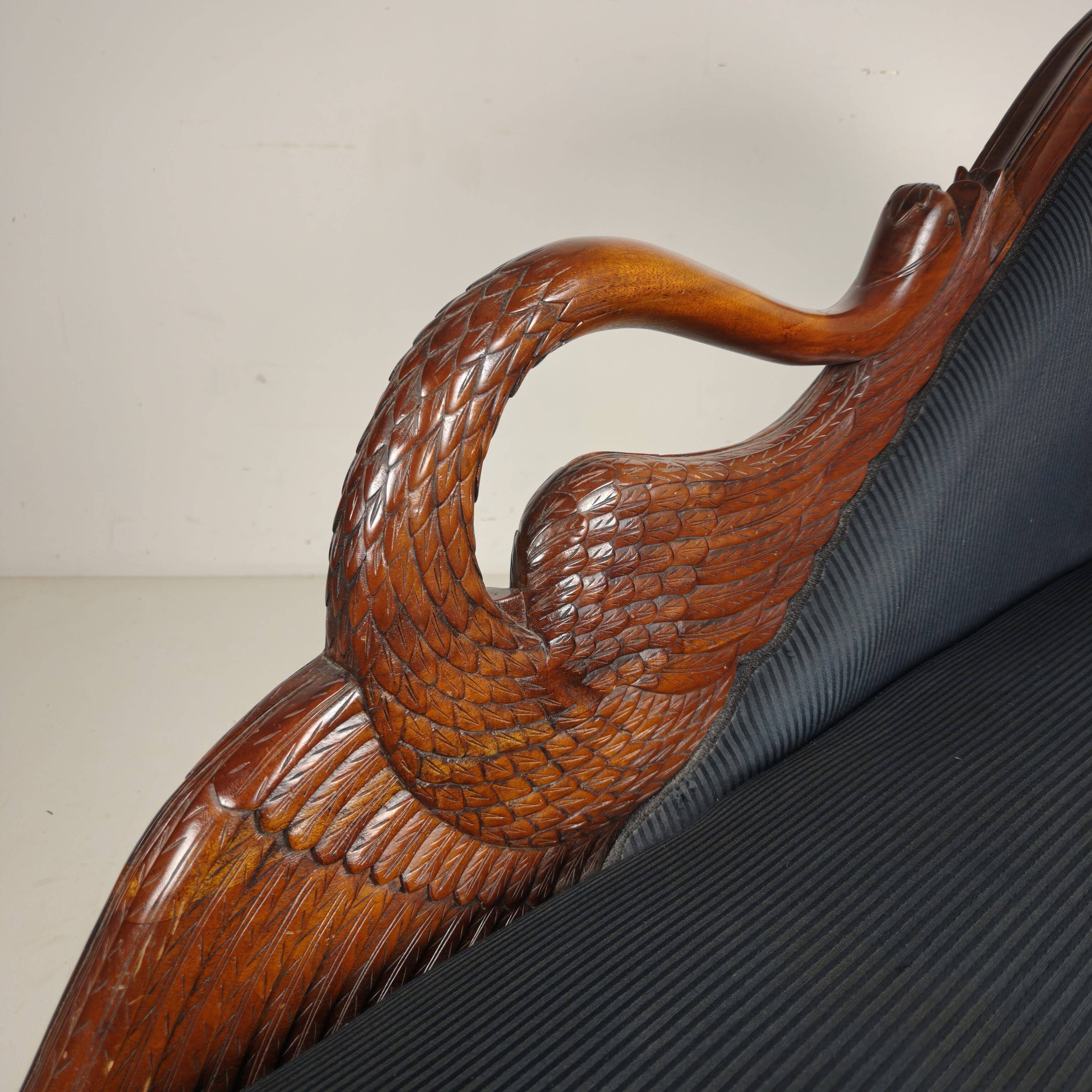 Carved Swan Chaise Longue, 20th Century