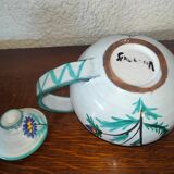 Vallauris ceramic teapot signed R. Rouma decorated with wild flowers