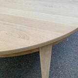Scandinavian round extendable dining table renovated in wood 210cm