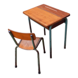 Vintage teak and solid oak schoolwork and its 50 year chair