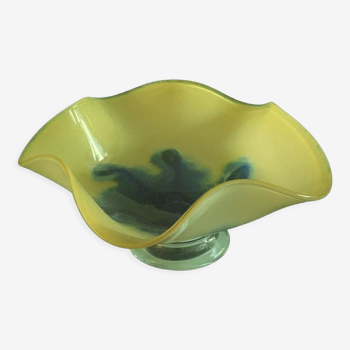 Fruit bowl, empty pocket, cup, yellow and blue, Murano