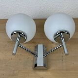 Opaline and chrome globe wall light from the 1970s