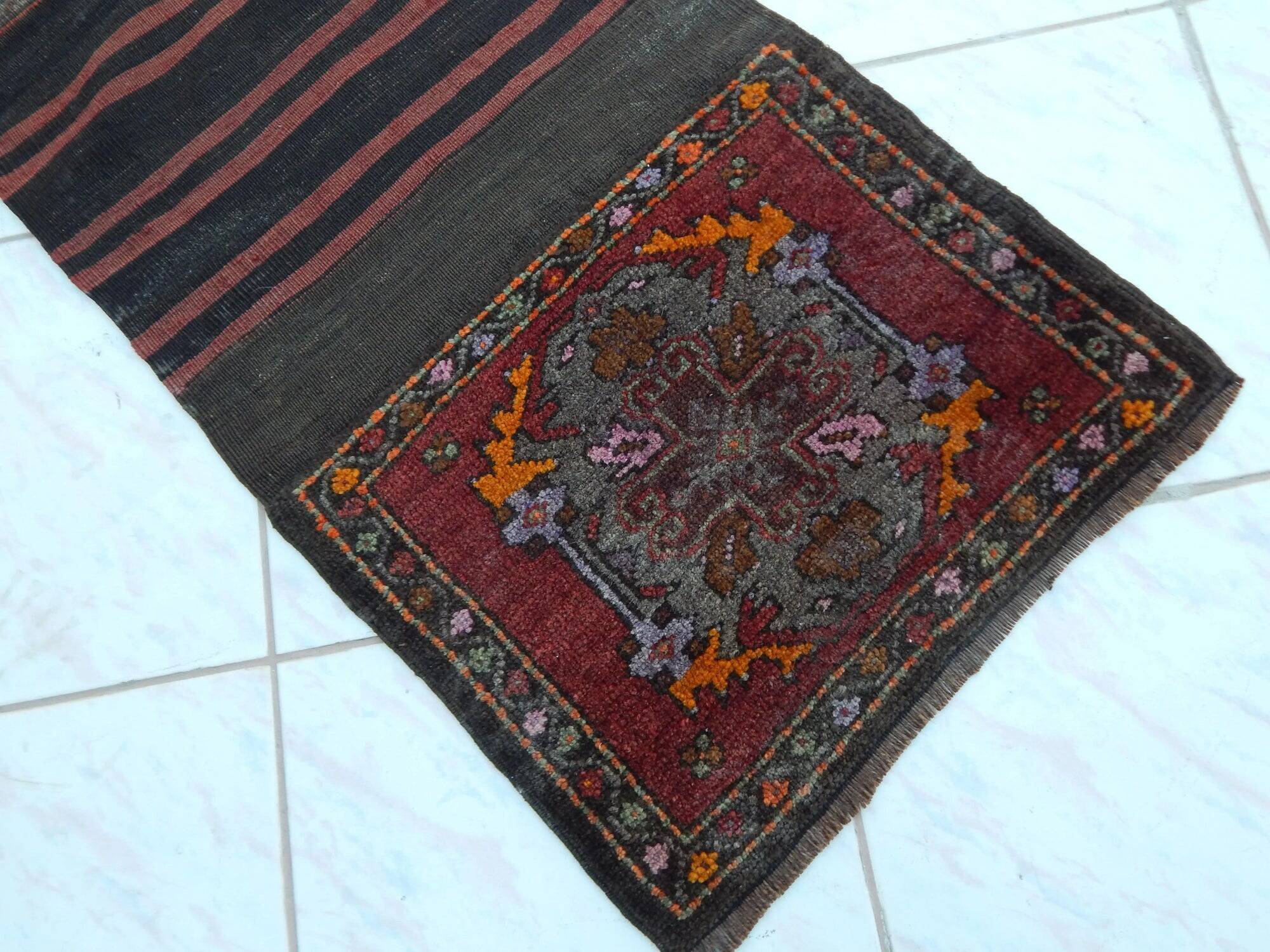 Vintage Turkish hallway rug 49x180 cm