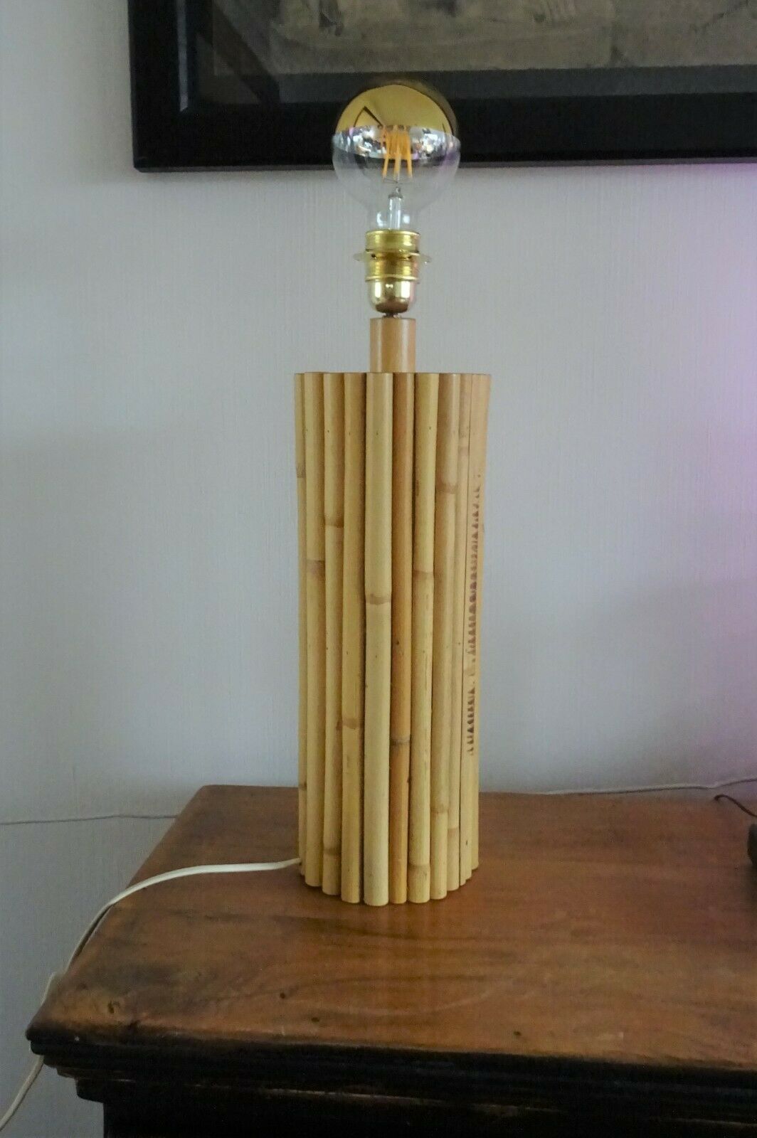 Foot of trunk lamp - vintage 1970 bamboo