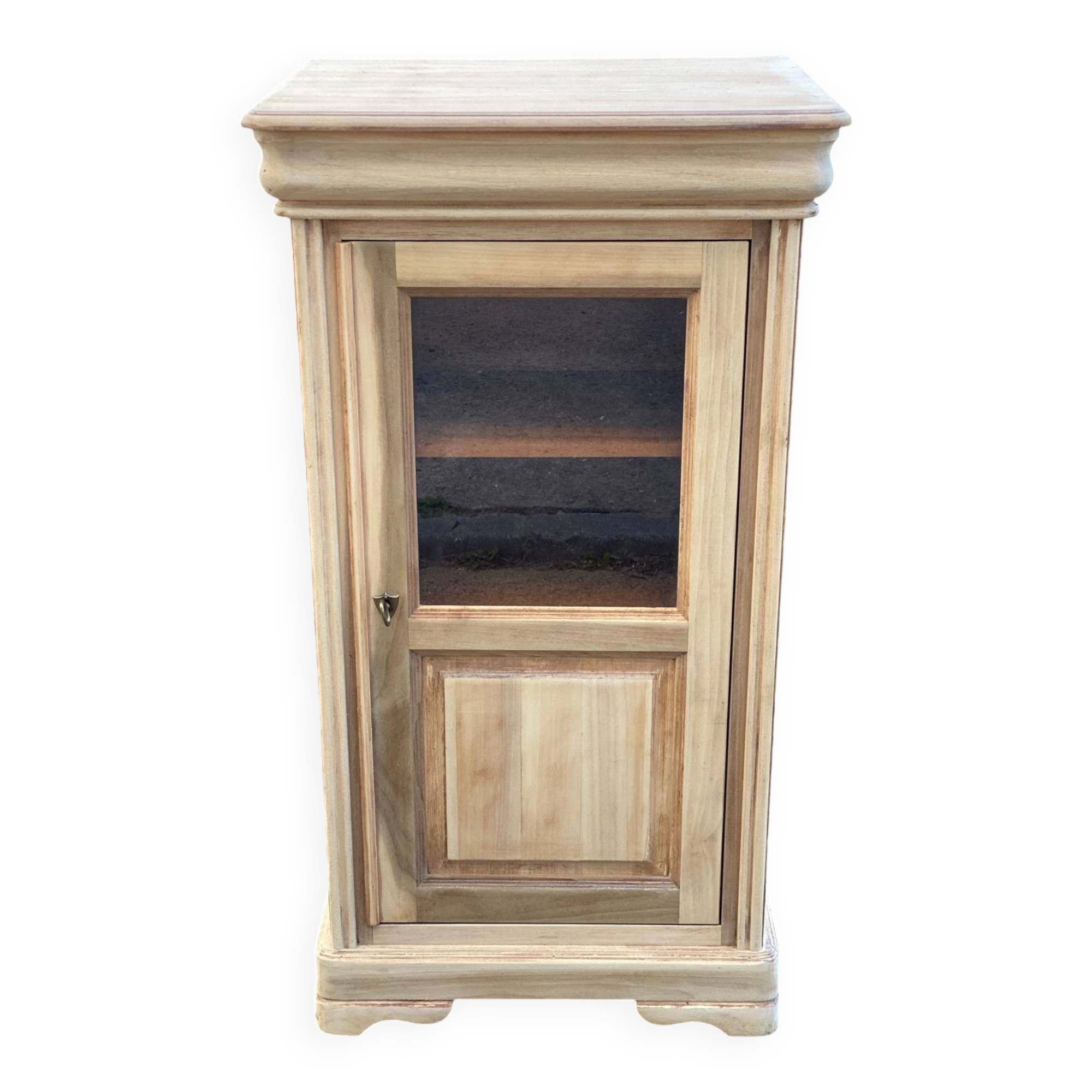 Vitrine bonnetière Louis Philippe rénovée en merisier brut
