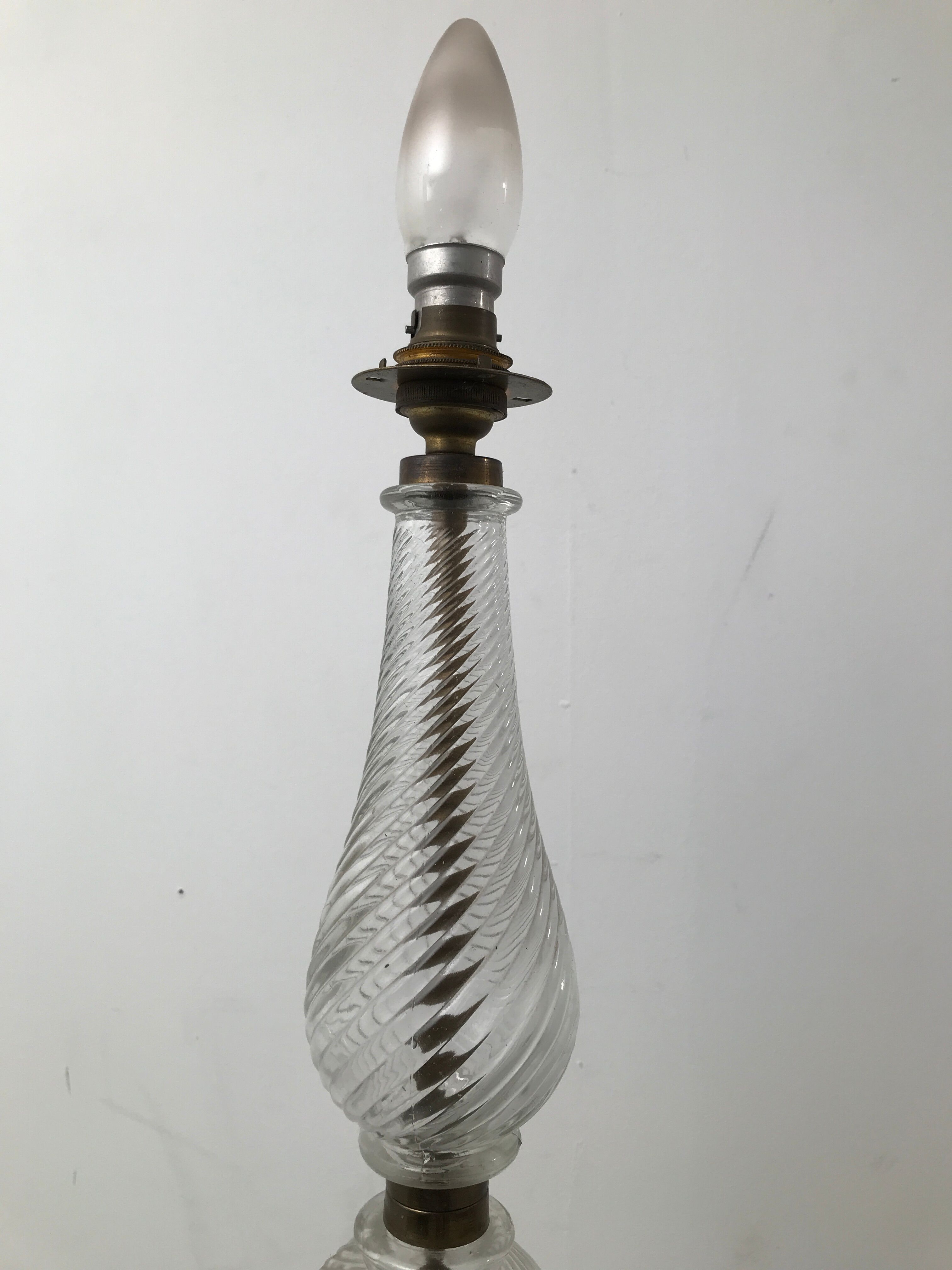 Glass lamp foot and wrought iron