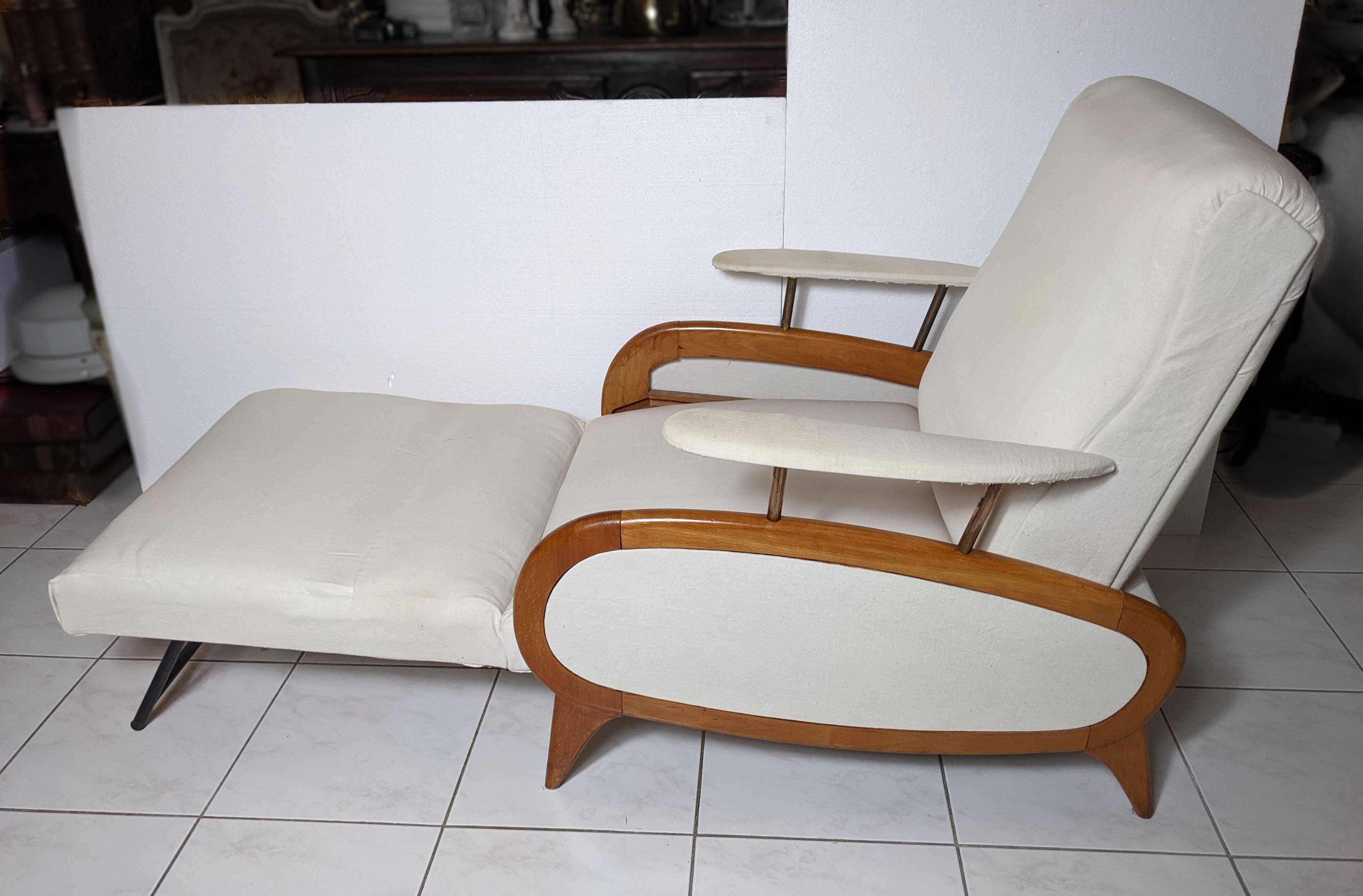 Transatlantic racing armchair, Art Deco period, modular and convertible into a daybed, 1930s