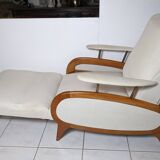 Transatlantic racing armchair, Art Deco period, modular and convertible into a daybed, 1930s