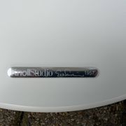 Original Knoll Tulip oval dining table (244cm) in Carrara marble.