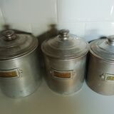 complete series of 6 metal jars with brass label