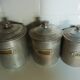 complete series of 6 metal jars with brass label