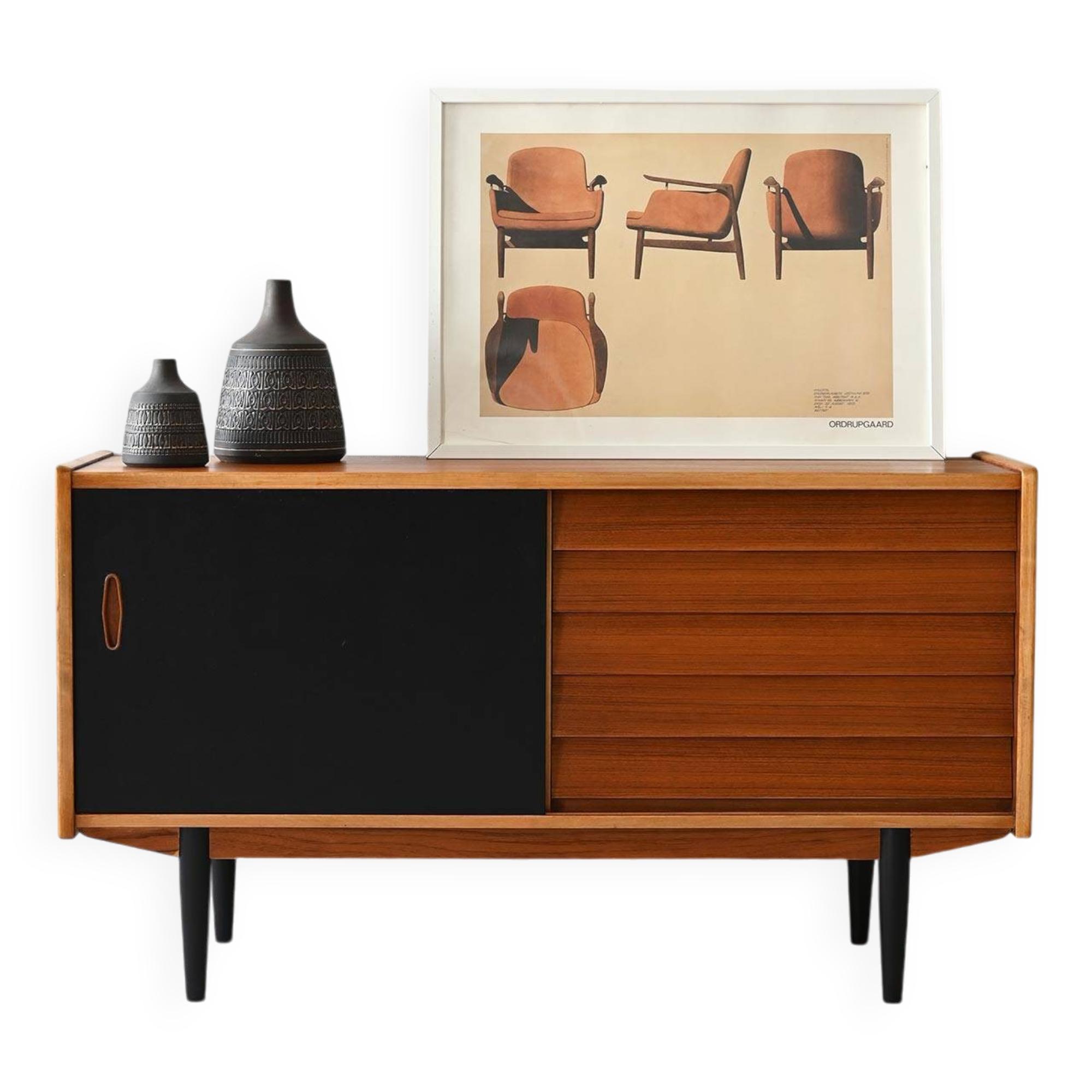 Scandinavian sideboard black accents