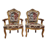 Paire de fauteuils Baroques de style Louis XV en bois doré et sculpté vers 1900