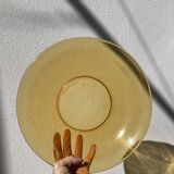 Set of 7 dishes in brown and green vintage glass