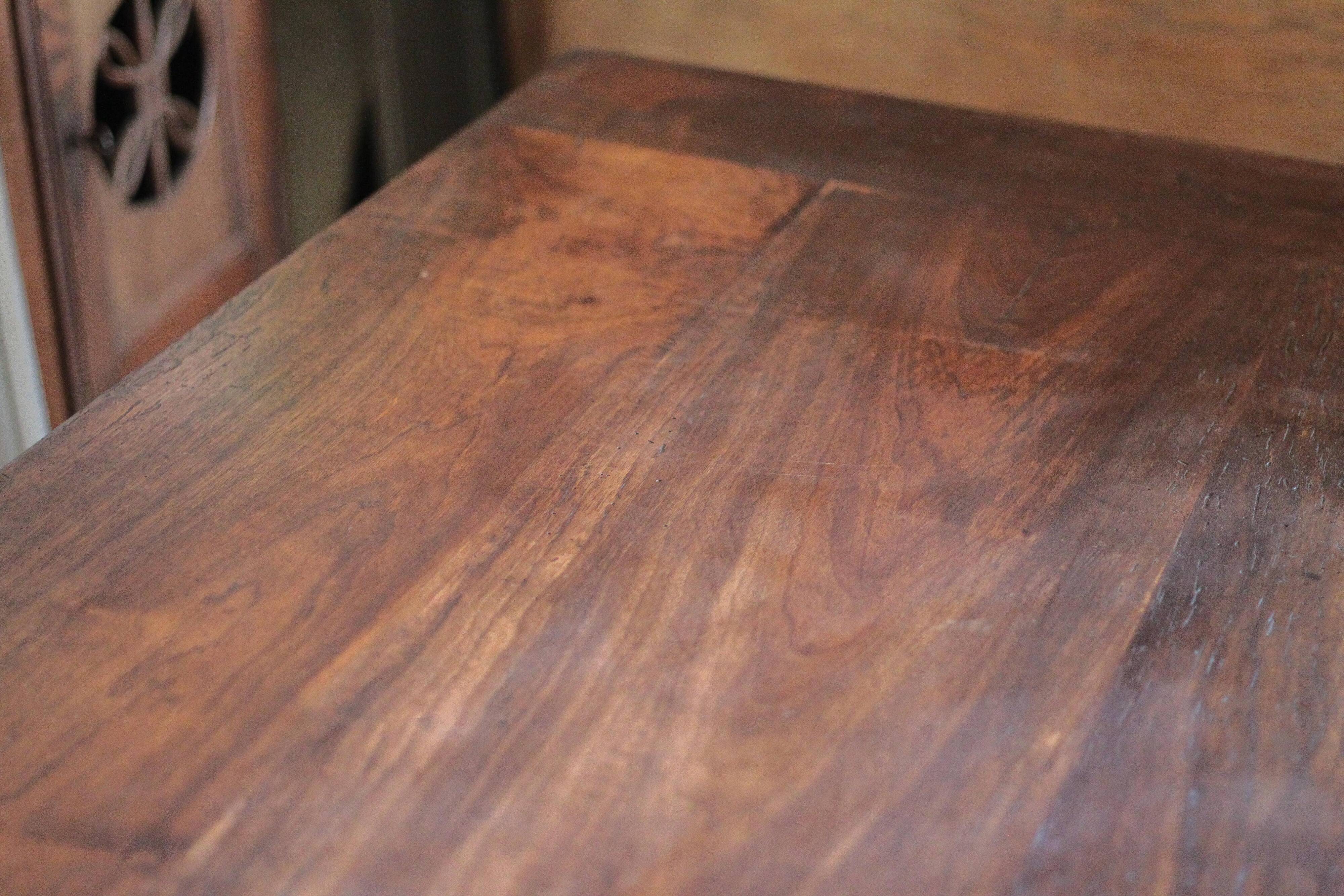 Farmhouse table and two benches, antique wooden farmhouse table, living room furniture, country style, chalet style, decor