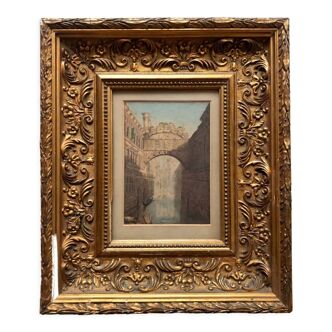 Old watercolor, Venice canal, framed and under glass, 19th or earlier