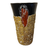 Black and red lava vase