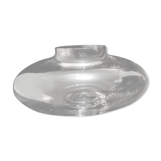 Vase plat "ovni" en verre épais