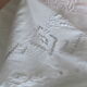 Old sheet cotton embroidery Richelieu white monograms MC 200 x 315 back 80 cm