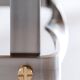 Contemporary Classic Bar Stool in Aged Silver Metal and Dark Brown Leather