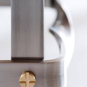Contemporary Classic Bar Stool in Aged Silver Metal and Dark Brown Leather