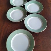 6 flat plates Villeroy & Boch Mettlach celadon green and vintage gold 1960s