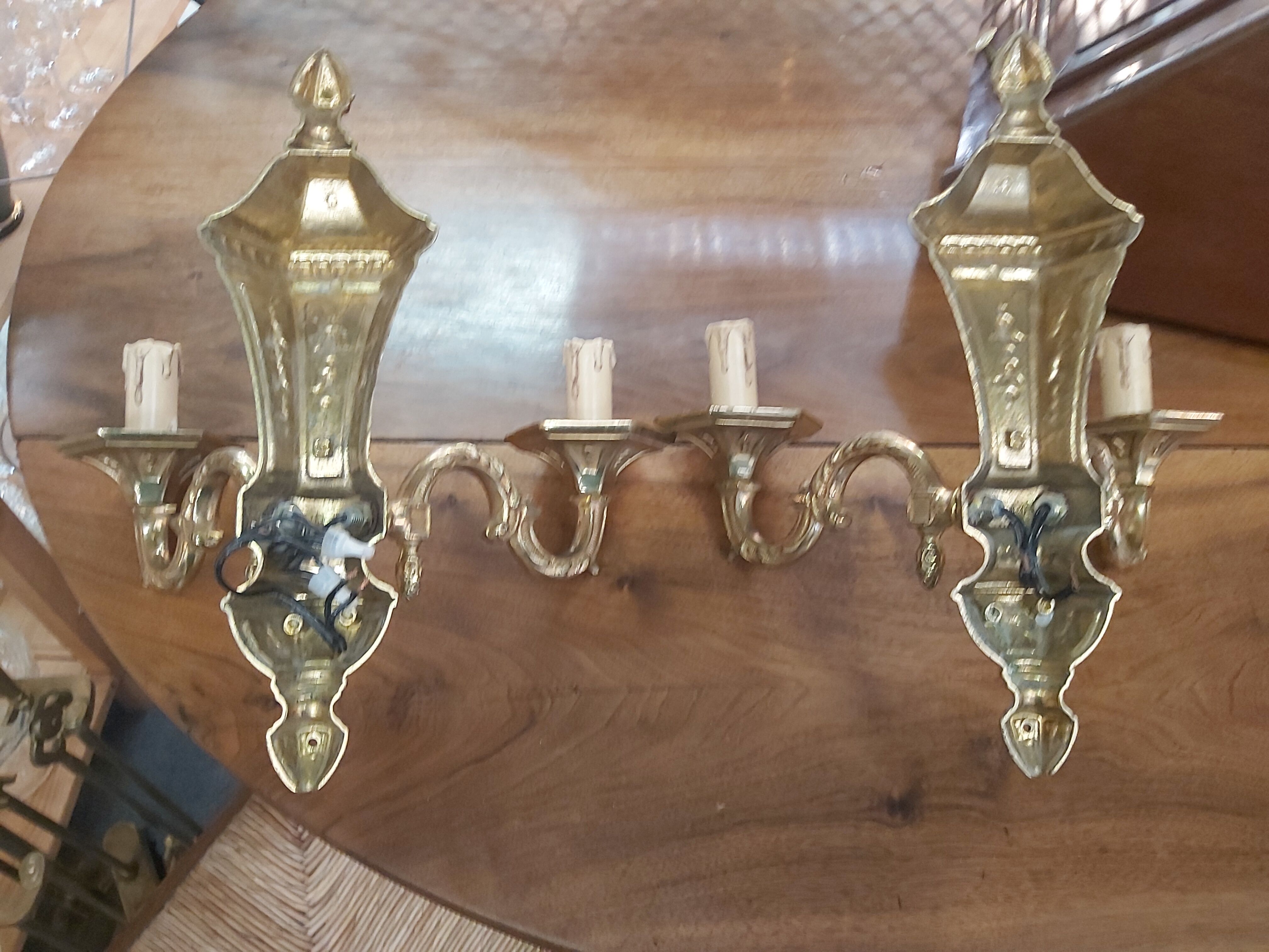 Pair of bronze sconces