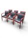 6 contemporary bridge chairs in mahogany wood and black leather