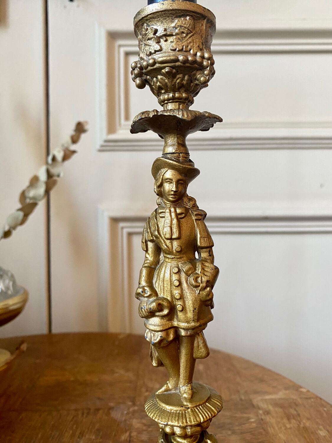 Late 19th century spelter candle holder
