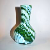 Murano? Modernist green filigree blown glass vase 1960