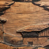 Tableau Alpin vintage années 50 - Sculpté et Pyrogravé - Ambiance Chal