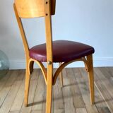 Set of 6 Luterma bistro chairs in blond wood and skaï 50s