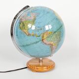 Columbus Duplex illuminated globe on a wooden base, 1980s