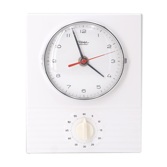 60s white ceramic wall clock with built-in timer and Diehl brand