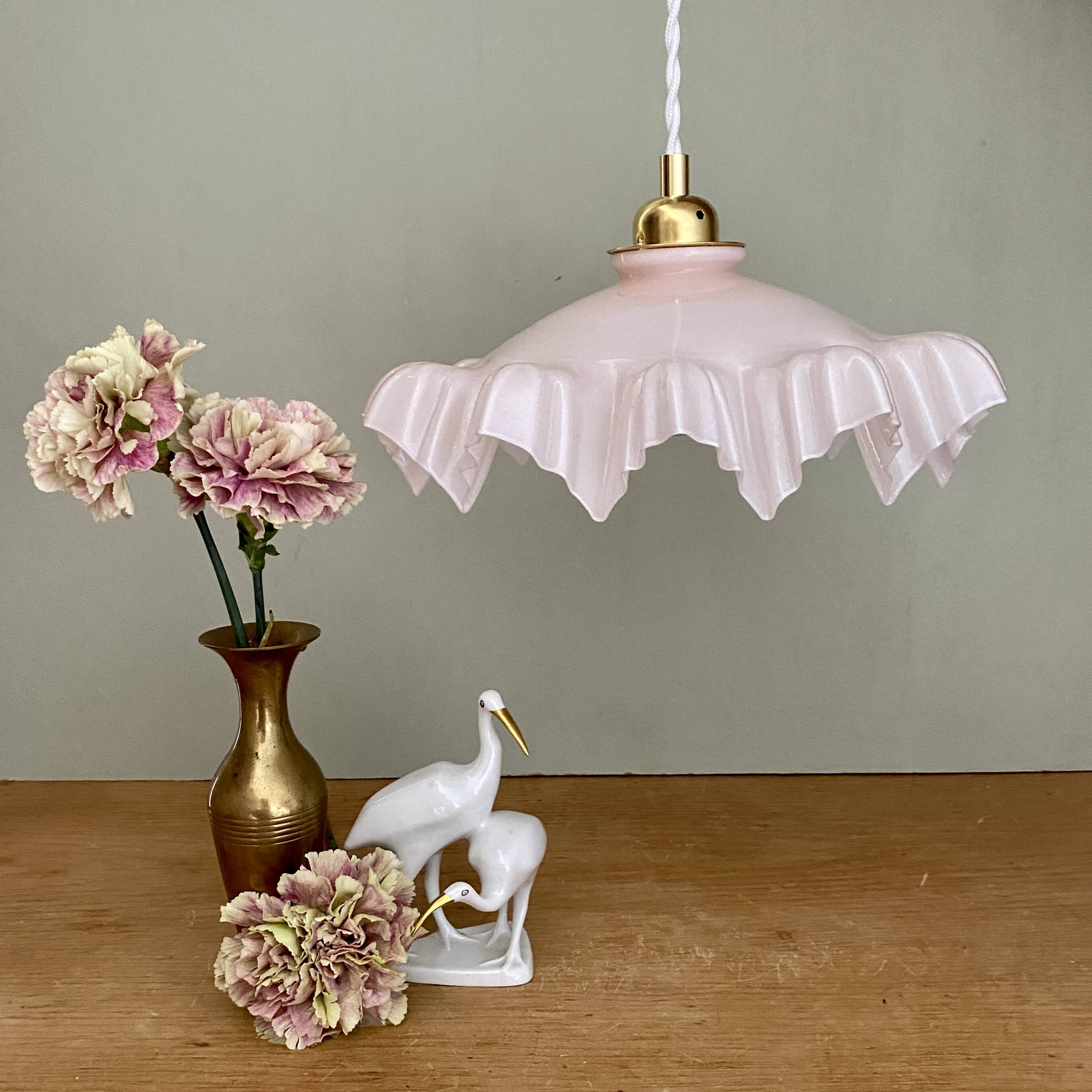 Vintage pink opaline lampshade pendant light