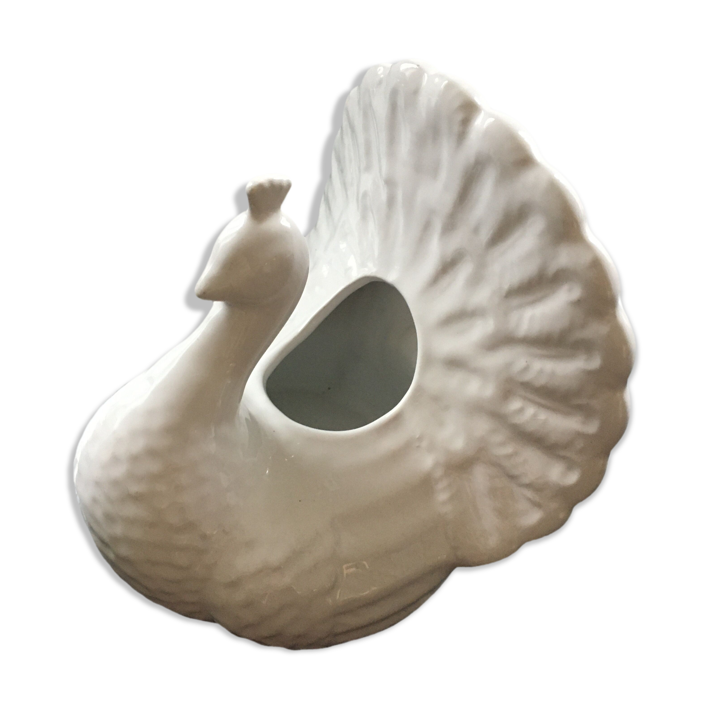 White peacock vase