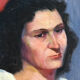 Tableau peinture huile sur toile portrait femme début XXeme