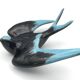 Vintage swallow in two-tone black and blue enameled ceramic