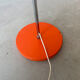 Three-spot floor lamp, Italian design, chrome and vintage orange.