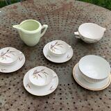 Coffee service, composed of 10 pieces, 3 cups and 3 saucers, a bowl, a saucer, vintage