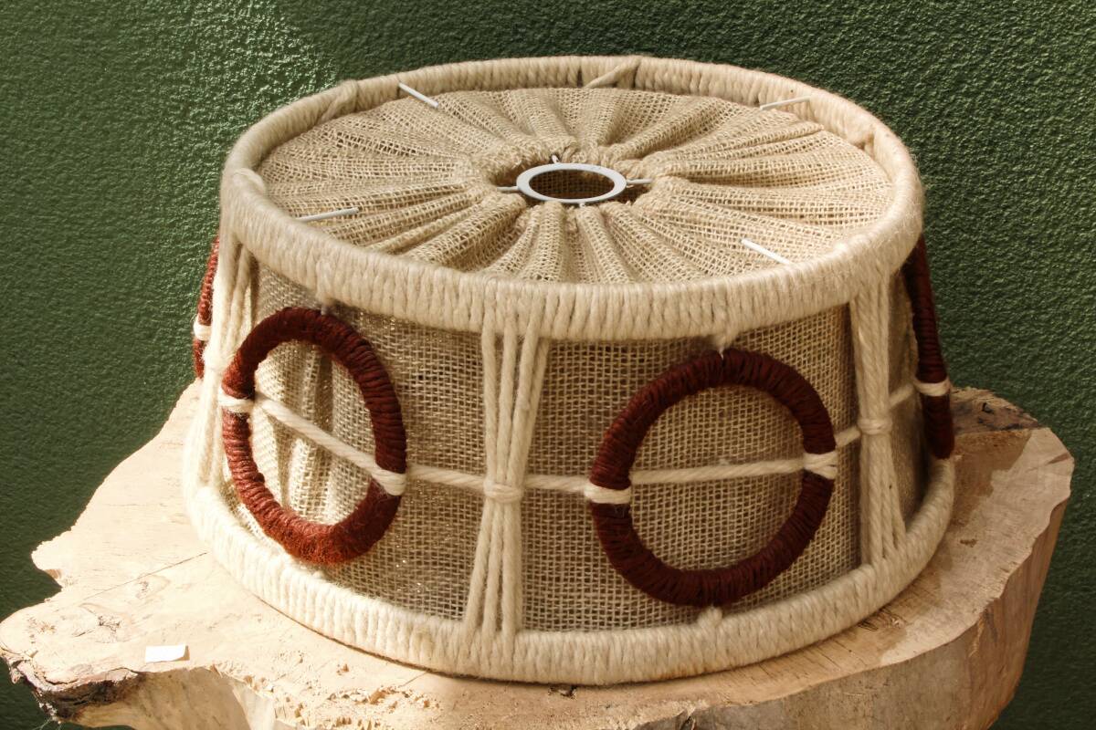 Lampshade, pendant light, 70s in wool and linen