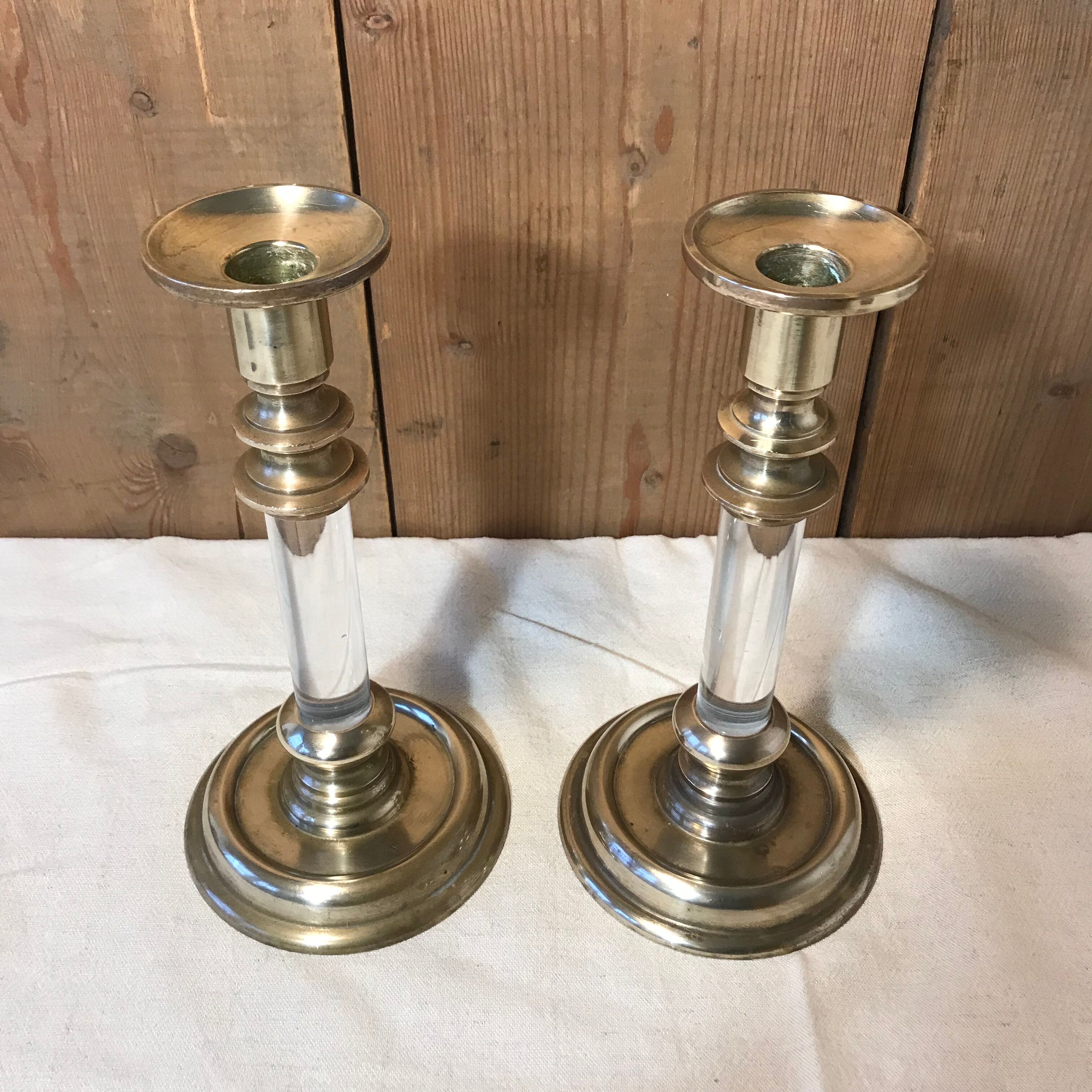 Pair of vintage brass candle holders